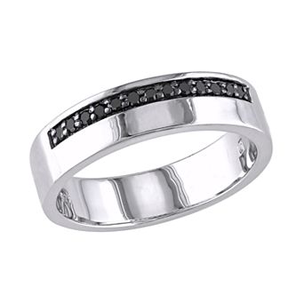 Stella Grace Sterling Silver Black Diamond Men's Ring