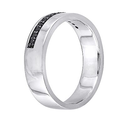 Stella Grace Sterling Silver Black Diamond Men's Ring
