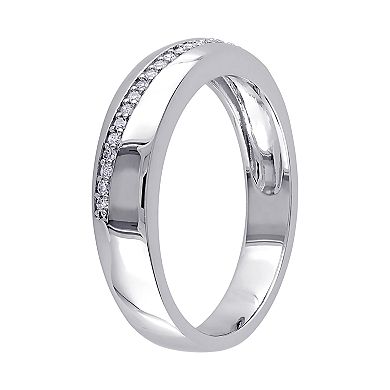 Stella Grace Sterling Silver 1/10 Carat T.W. Diamond Men's Ring