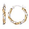 Primavera Two-Tone 24k Gold and Sterling Silver Twisted Hoop Earrings