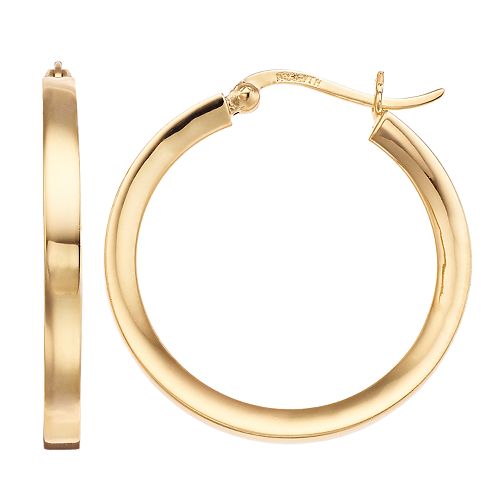 Primavera 24k Gold Over Sterling Silver Thick Hoop Earrings