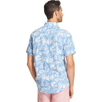 Men's IZOD Saltwater Dockside Chambray Classic-Fit Patterned Button-Down Shirt