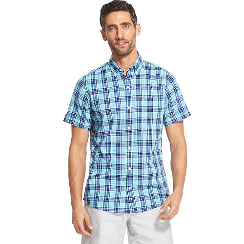 Men's IZOD Saltwater Dockside Chambray Classic-Fit Plaid Button-Down Shirt