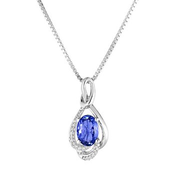 Sterling Silver Tanzanite & Diamond Accent Pendant Necklace