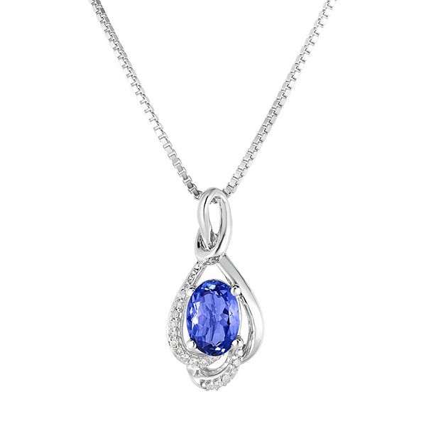 Sterling Silver Tanzanite & Diamond Accent Pendant Necklace