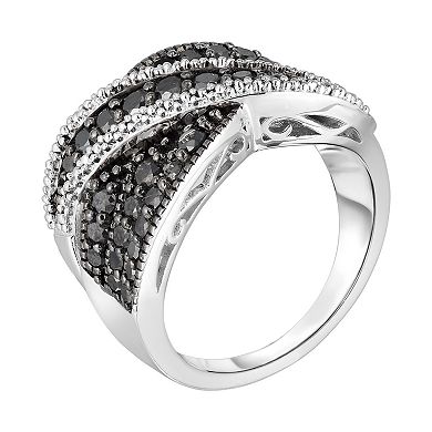 Sterling Silver 1 1/4 Carat T.W. Black Diamond Overlap Ring