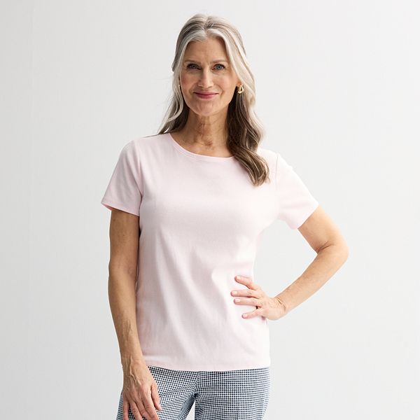 Women's Croft & Barrow® Essential Crewneck Tee - Pink (X SMALL)