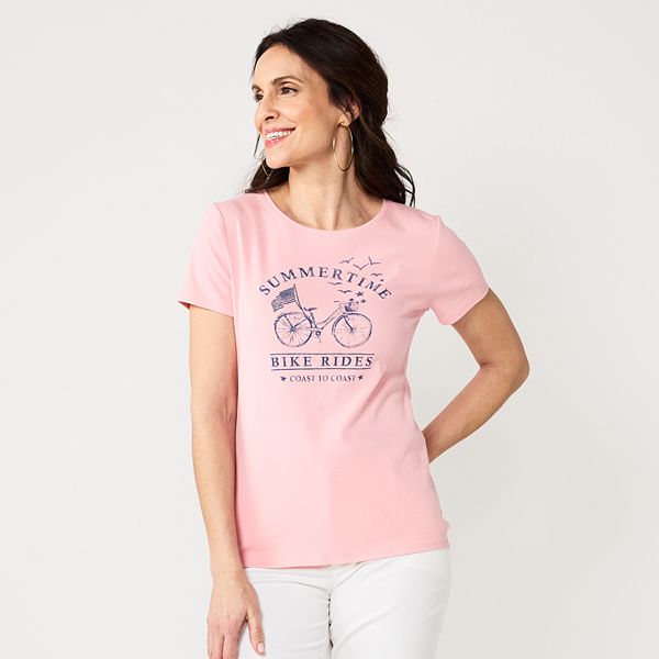 Womens Croft & Barrow® Essential Crewneck Tee - Summer Bike Ride (SMALL)