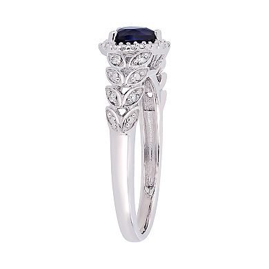Stella Grace 10K Gold Created Blue Sapphire & Diamond Accent Ring