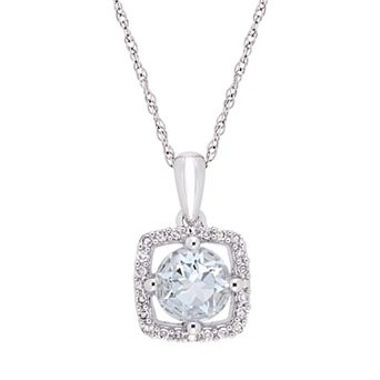 Stella Grace 10k Gold Aquamarine & 1/10 ct Diamond Pendant Necklace