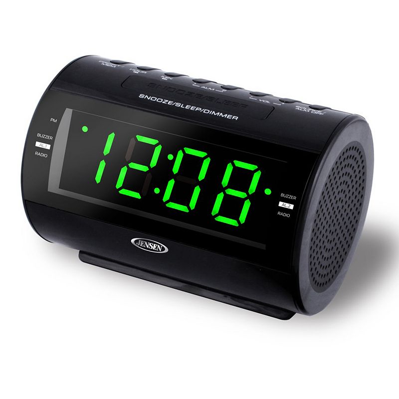 Jensen AM/FM Digital Dual Alarm Clock Radio with Nature Sounds, Multicolor