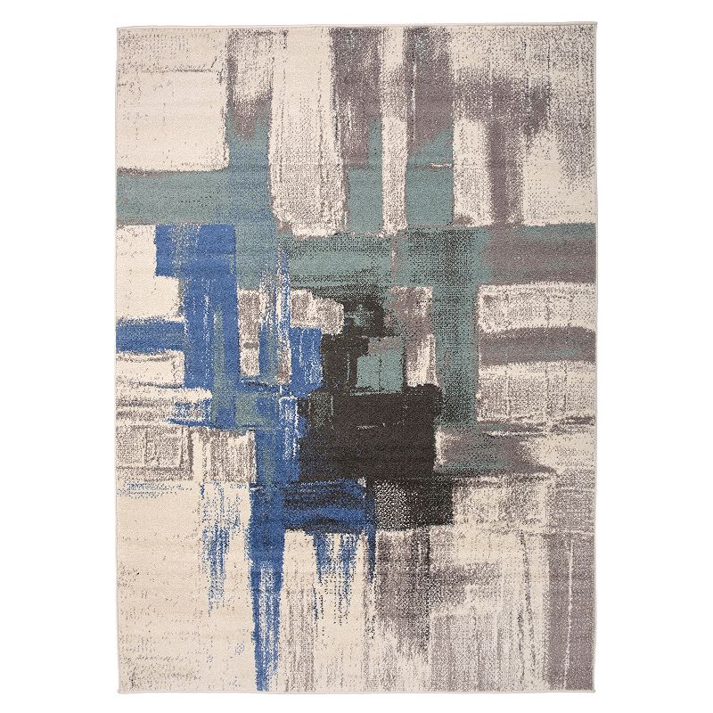 Nevada Contemporary Modern Abstract Rug, Blue, 2X3 Ft