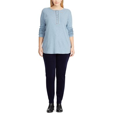 Plus Size Chaps Embellished Henley Top