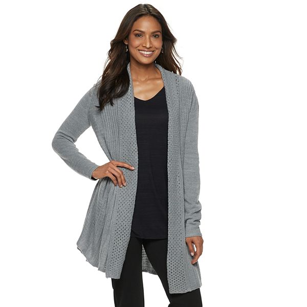 Women's Dana Buchman Pleated Open-Work Cardigan Sweater