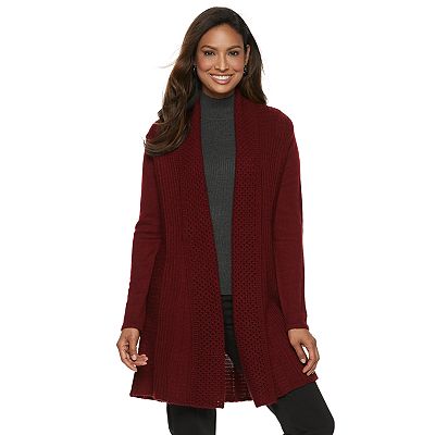 Women s Dana Buchman Pleated Open Work Cardigan Sweater