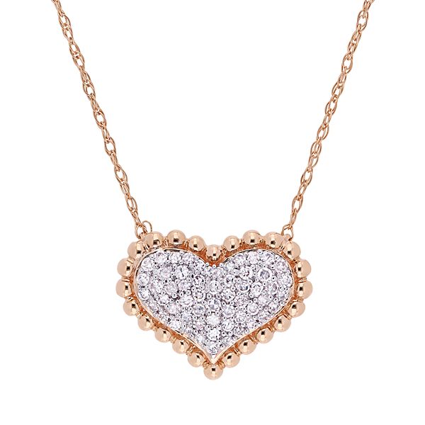 Stella Grace 10k Gold 1/4 Carat T.W. Diamond Heart Necklace