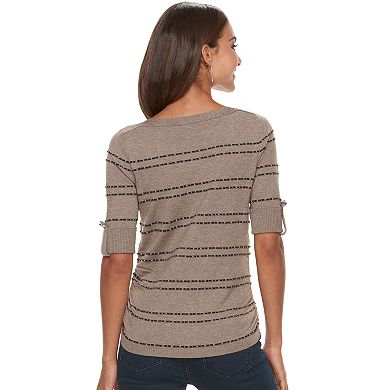 Petite Apt. 9® Textured Ruched Boatneck Sweater