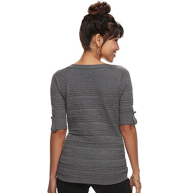 Petite Apt. 9® Textured Ruched Boatneck Sweater