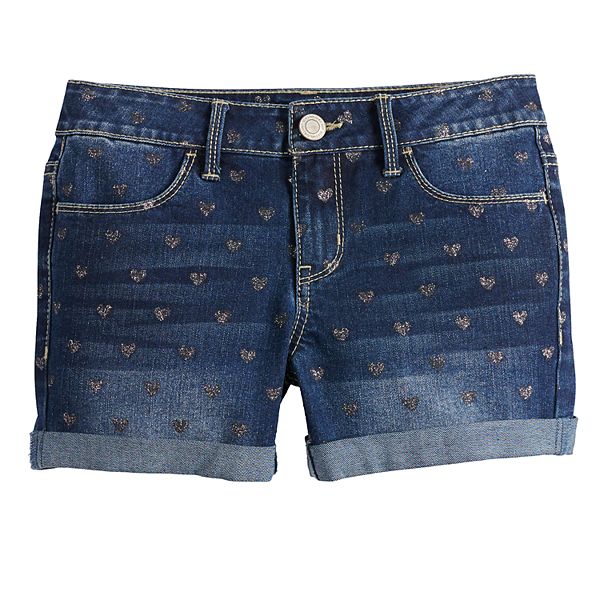 Girls 7-16 & Plus Size SO® Sewn-Rolled Cuff Denim Shorts