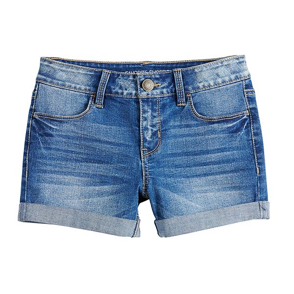 Girls 7-16 & Plus Size SO® Sewn-Rolled Cuff Denim Shorts