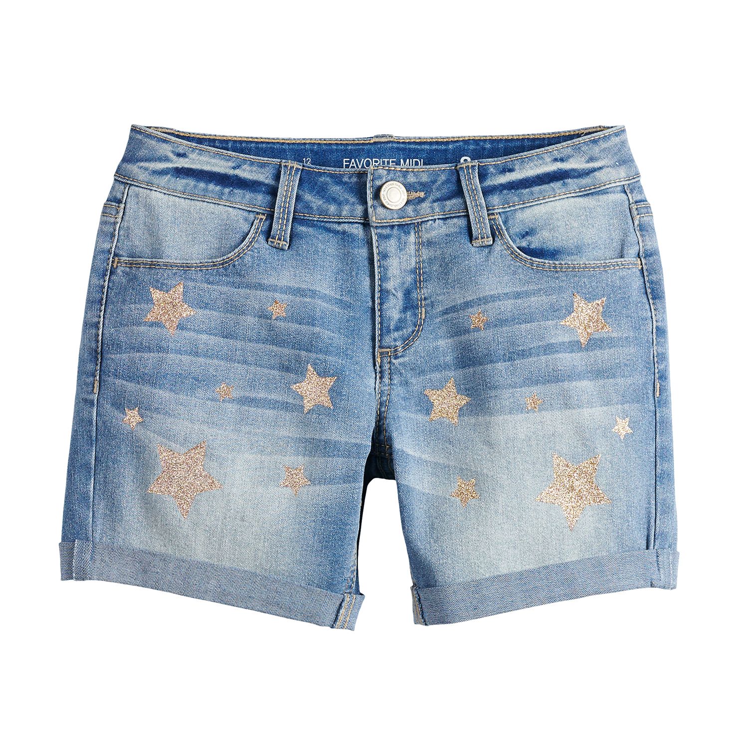 midi denim shorts