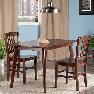 Winsome Shaye 3-Pc Set Dining Table w/ Slat Back Chairs