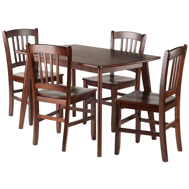Winsome Shaye Dining Table & Slatback Chair 5-piece Set, Brown