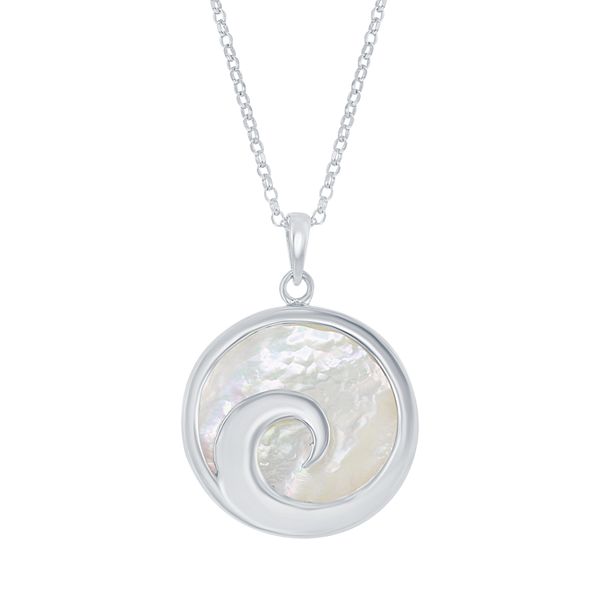 Sterling Silver Wave Pendant Necklace