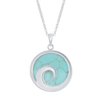 Nautica Rocks Sterling Silver Wave Pendant Necklace