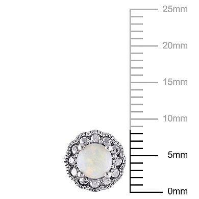 Stella Grace 10K White Gold Opal Flower Stud Earrings