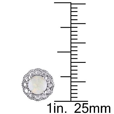 Stella Grace 10K White Gold Opal Flower Stud Earrings