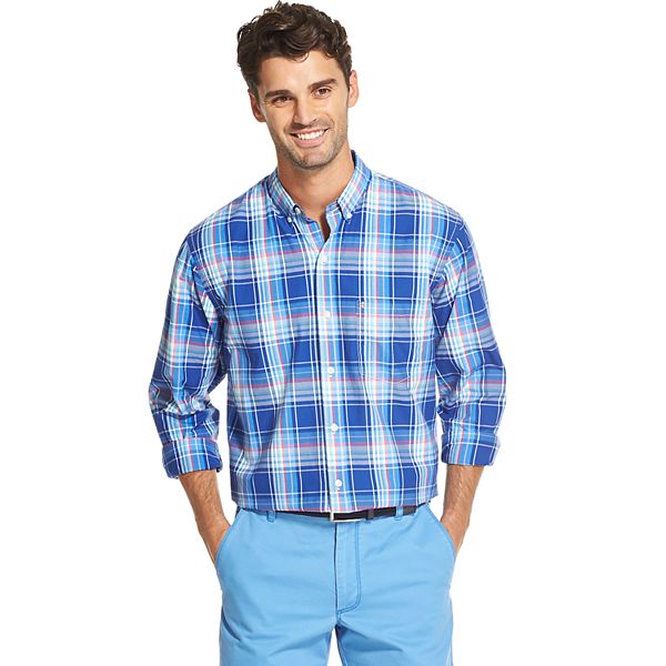 Men's IZOD Breeze Cool FX Classic-Fit Plaid Button-Down Shirt