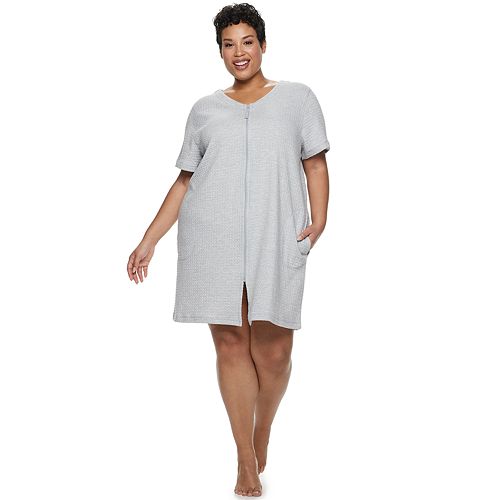 Download Plus Size Croft & Barrow® Waffle Texture Zip-Front Robe