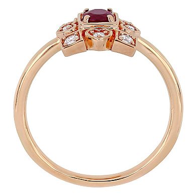 Stella Grace 10k Rose Gold 1/5 Carat T.W. Diamond & Ruby Ring
