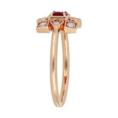 Stella Grace 10k Rose Gold 1/5 Carat T.W. Diamond & Ruby Ring