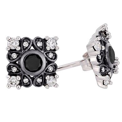 Stella Grace 10k White Gold 1/2 Carat T.W. Black & White Diamond Square Stud Earrings