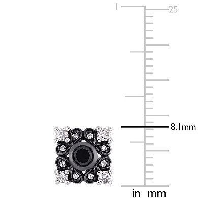 Stella Grace 10k White Gold 1/2 Carat T.W. Black & White Diamond Square Stud Earrings