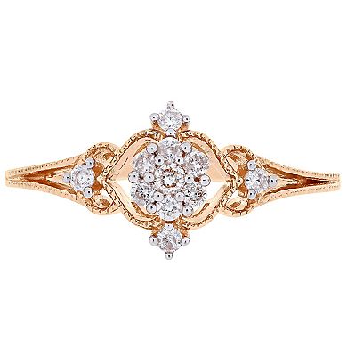 Stella Grace 10k Rose Gold 1/6 Carat Diamond Cluster Ring