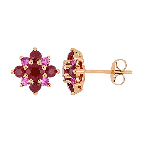 Stella Grace 14K Rose Gold Ruby & Pink Sapphire Earrings