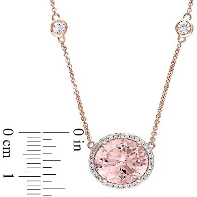 Stella Grace 14k Rose Gold Morganite, 1/6 Carat Diamond & White Sapphire Pendant Necklace