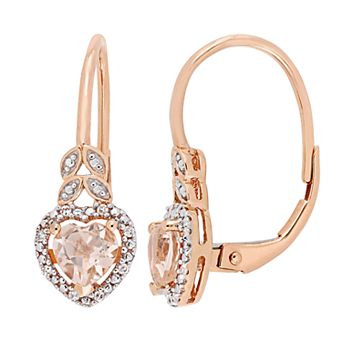 Stella Grace 10k Rose Gold Morganite & Diamond Accent Heart Leverback Earrings