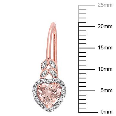 Stella Grace 10k Rose Gold Morganite & Diamond Accent Heart Leverback Earrings