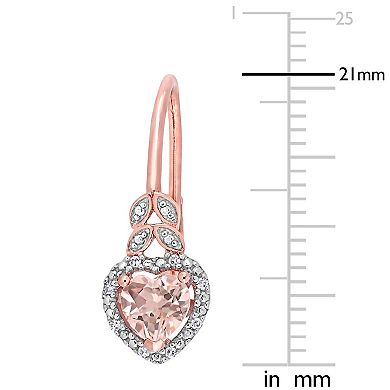 Stella Grace 10k Rose Gold Morganite & Diamond Accent Heart Leverback Earrings