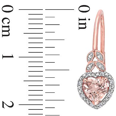 Stella Grace 10k Rose Gold Morganite & Diamond Accent Heart Leverback Earrings