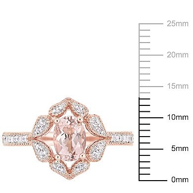 Womens Stella Grace Stella Grace 14K Gold Morganite & White Topaz Floral Ring