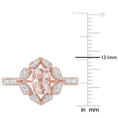Womens Stella Grace Stella Grace 14K Gold Morganite & White Topaz Floral Ring