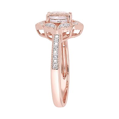Womens Stella Grace Stella Grace 14K Gold Morganite & White Topaz Floral Ring