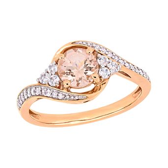 Women's Stella Grace 10K Gold 1/10 ct Diamond & Morganite White Topaz Ring
