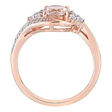 Women's Stella Grace 10K Gold 1/10ct Diamond & Morganite White Topaz Ring