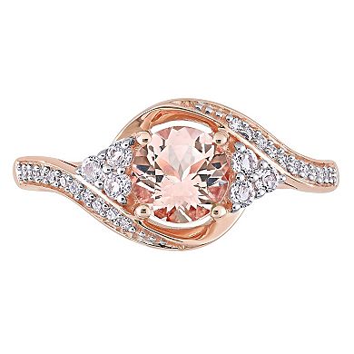 Women's Stella Grace 10K Gold 1/10ct Diamond & Morganite White Topaz Ring